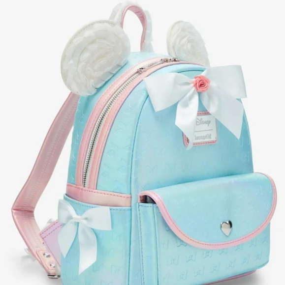 Loungefly Disney Minnie Mouse Ruffle Ears NWT Mini Backpack pink blue! Loungefly Disney Minnie Mouse Ruffle Ears Mini Backpack  main image 2